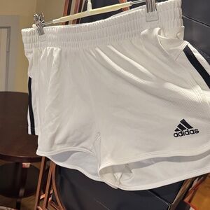 adidas White Athletic Shorts with Black Accents